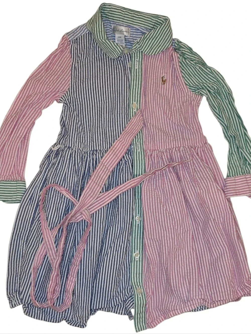 Ralph Lauren Baby Seersucker Shirtdress with Bloomers - Pastel Mix